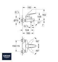 MONOMANDO BAÑO GERONTOLOGICO MURAL EUROECO GROHE MEDIDAS